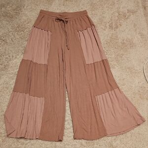 POL Blush and Tan Wide-Leg Pants